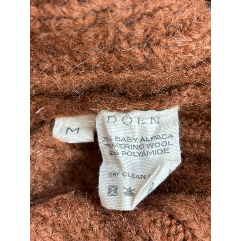 DOEN Cable Knit Sweater Brown Size M - Picture 6 of 12